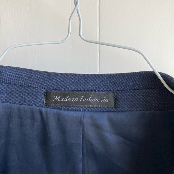 NWT Calvin Klein Blue Wool Skinny Fit Milo Long Suit Coat Sz 44 Long - Picture 6 of 10